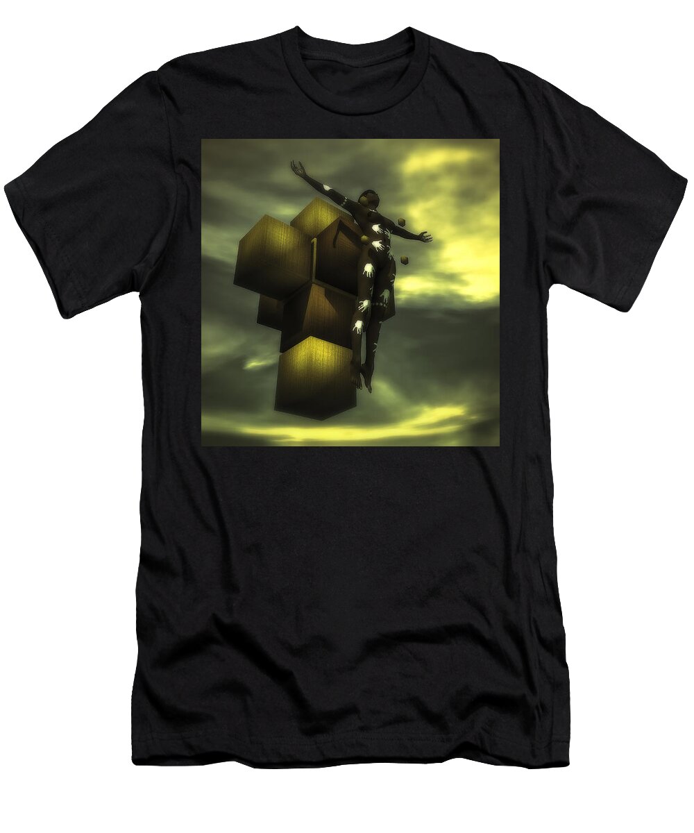 Dali T-Shirt featuring the digital art Cube cross by Ramon Martinez