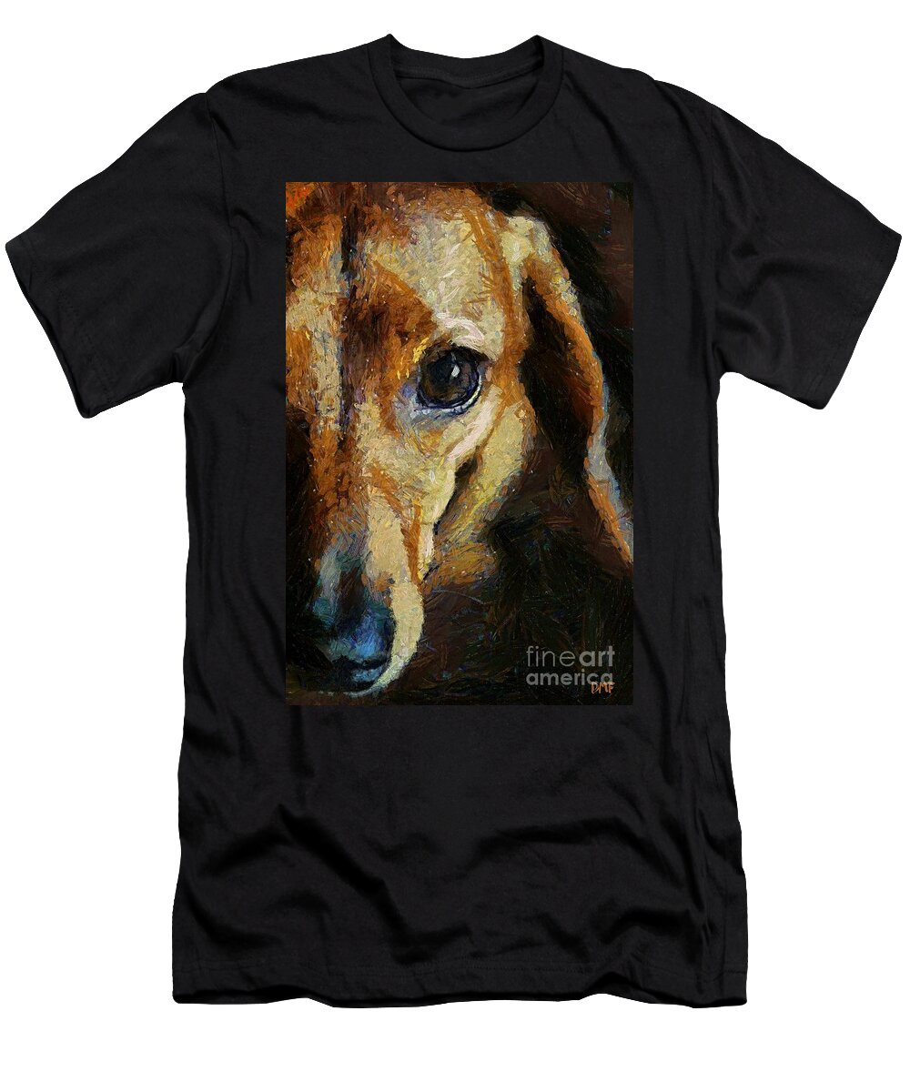 Animal T-Shirt featuring the painting Dachshund chocolate by Dragica Micki Fortuna