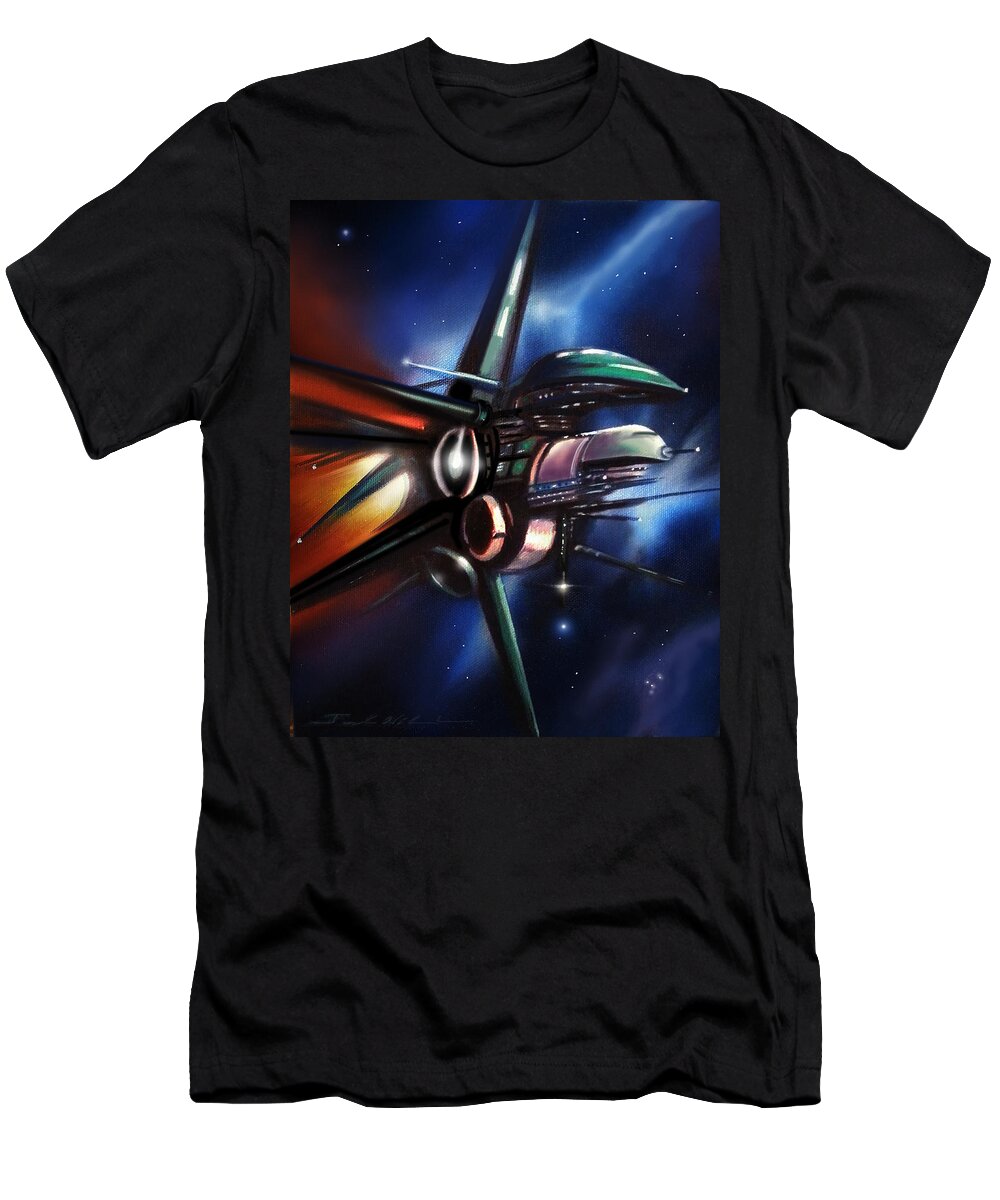 Starships T-Shirt featuring the painting Daedalus Destroyer by James Hill