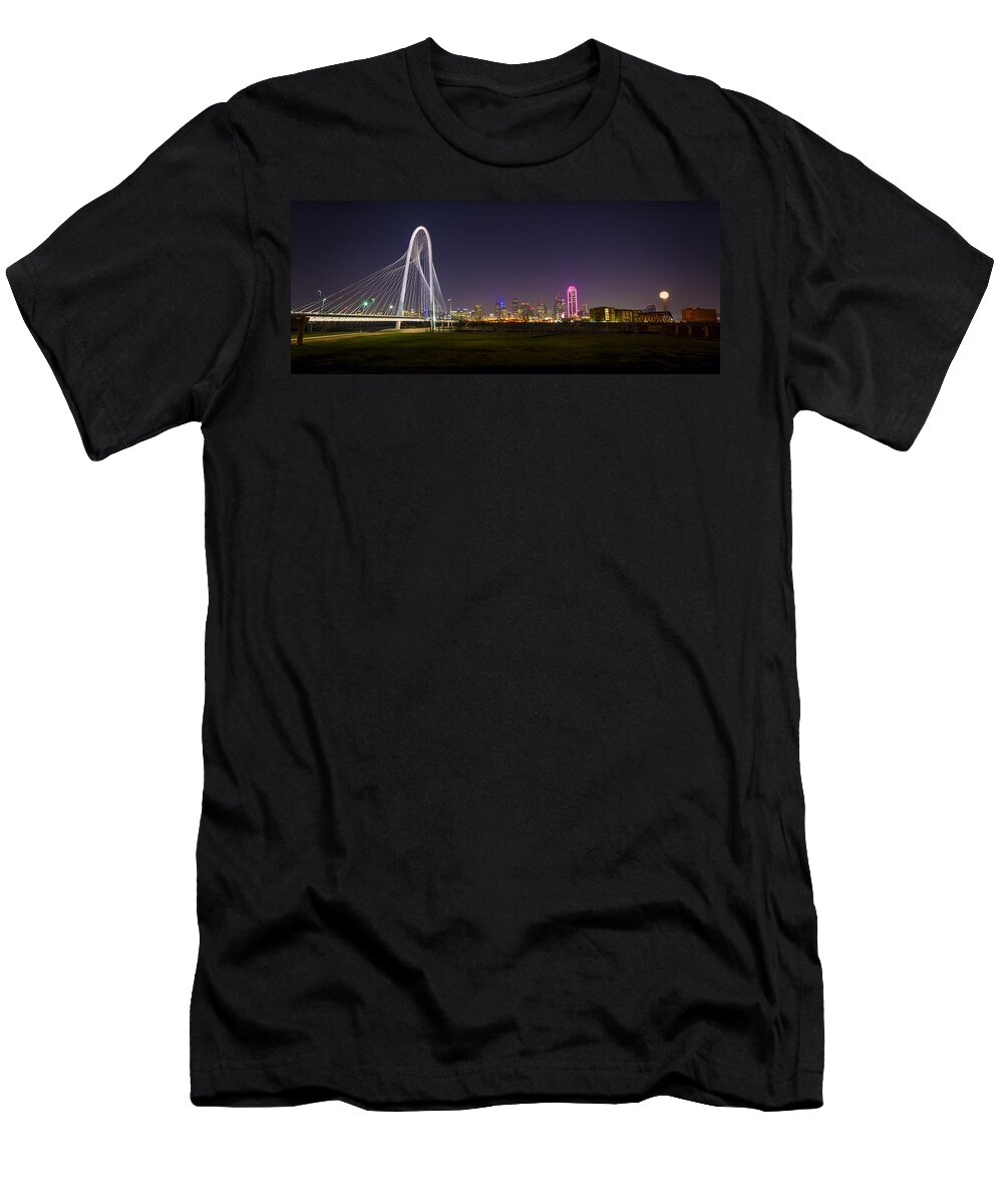 Skyline T-Shirt featuring the photograph Dallas Skyline and Margaret Hunt Hill Bridge by David Morefield