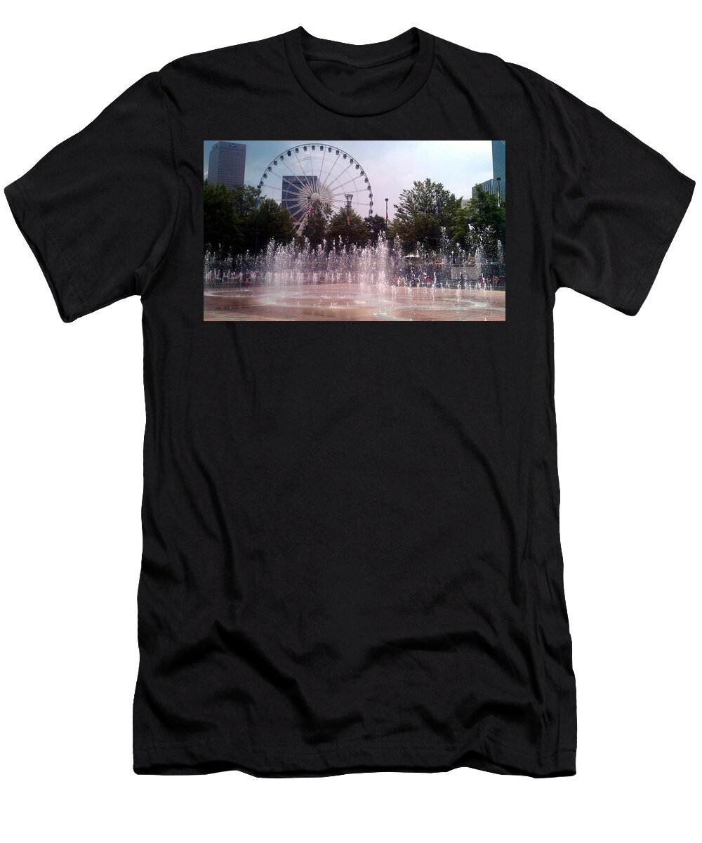 Centennial Park Atlanta T-Shirt featuring the photograph Dancing Fountains by Kenny Glover