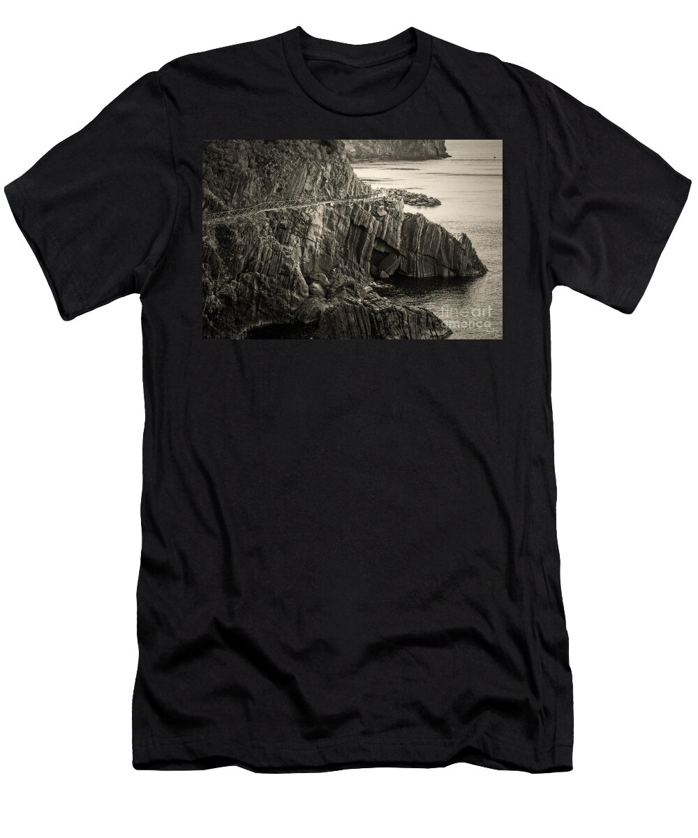 Cinque Terre T-Shirt featuring the photograph Dangerous Passage of Cinque Terre by Prints of Italy