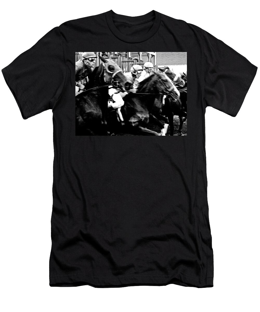 Horse Race T-Shirt featuring the photograph Day at the Races #1 by Neil Pankler