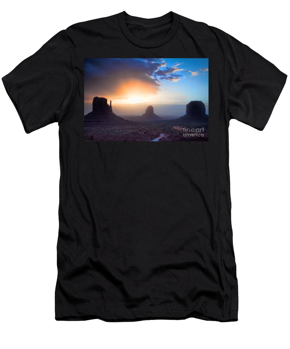 Red Rocks T-Shirt featuring the photograph Daybreak Over the Mittens by Jim Garrison