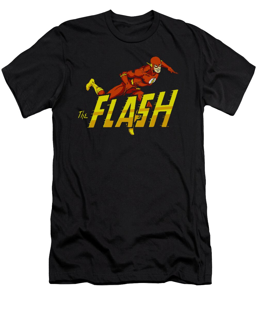 Dc Comics T-Shirt featuring the digital art Dc - 8 Bit Flash by Brand A