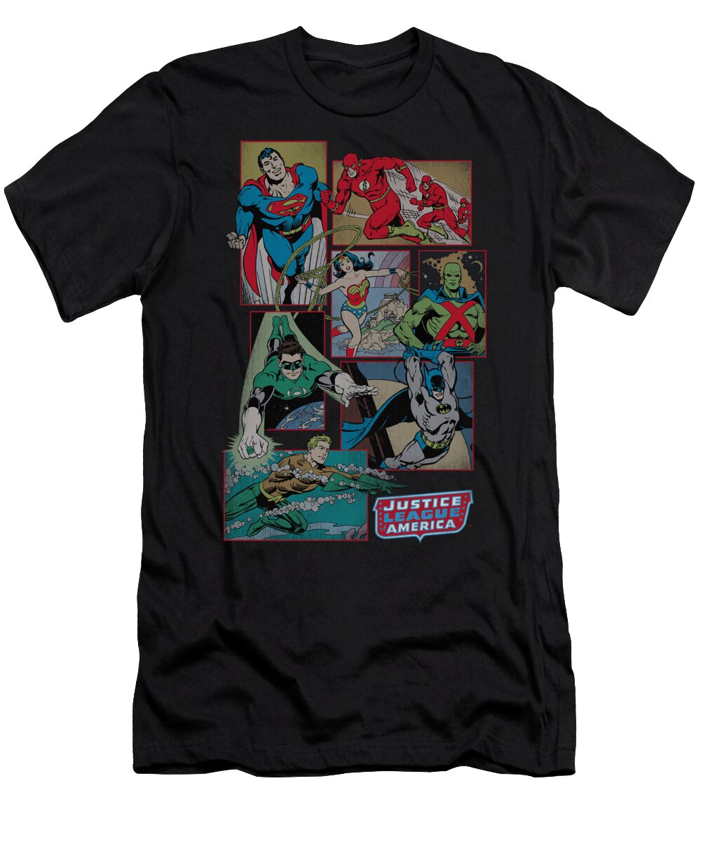  T-Shirt featuring the digital art Dc - Justice League Boxes by Brand A