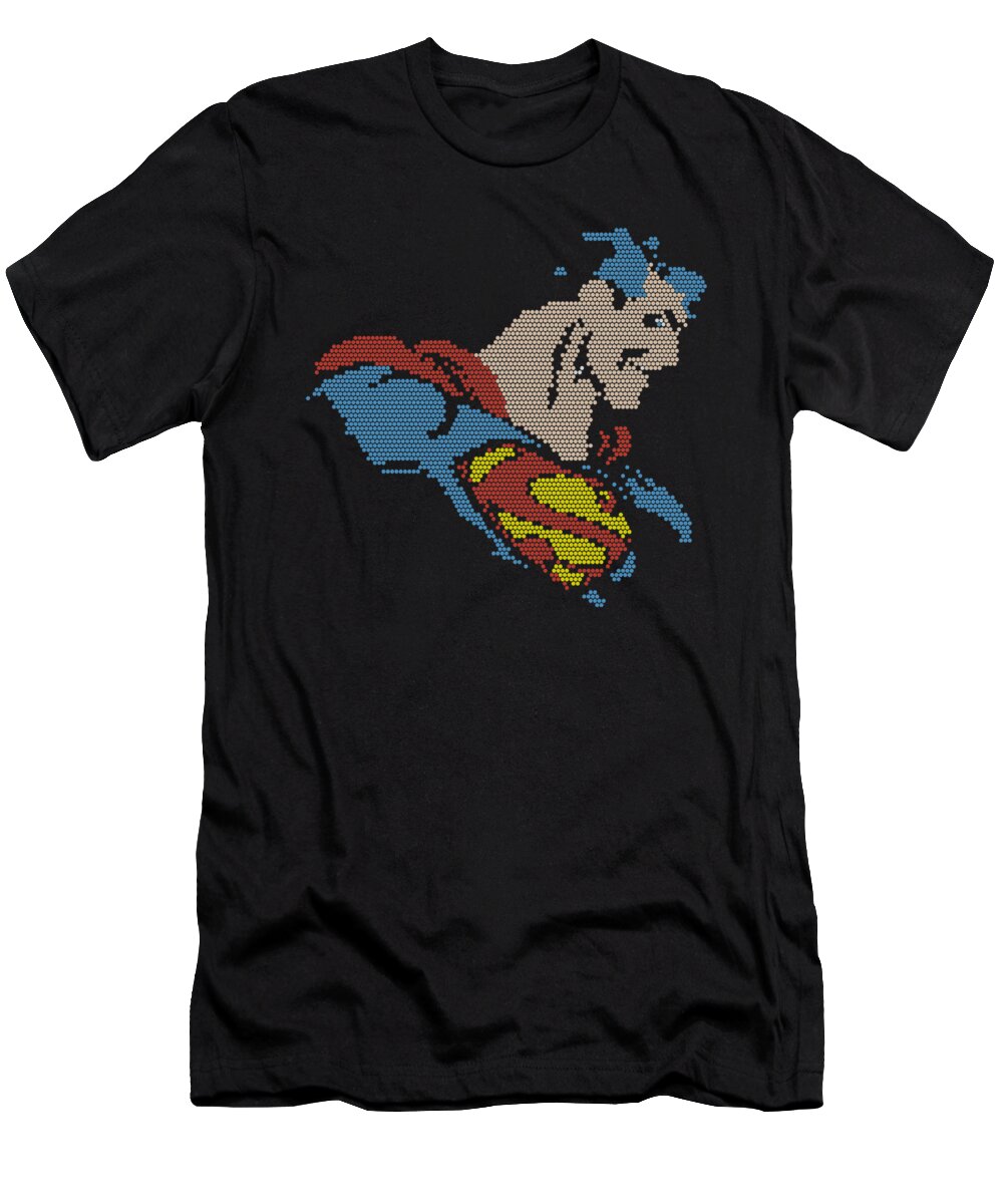 Dc Comics T-Shirt featuring the digital art Dc - Lite Brite Superman by Brand A