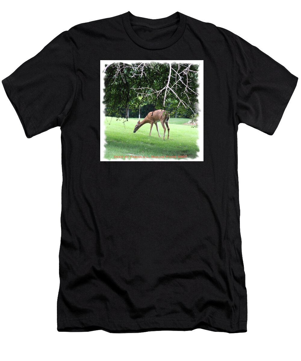 Deer T-Shirt featuring the photograph Deer Solo by Fabiola L Nadjar Fiore