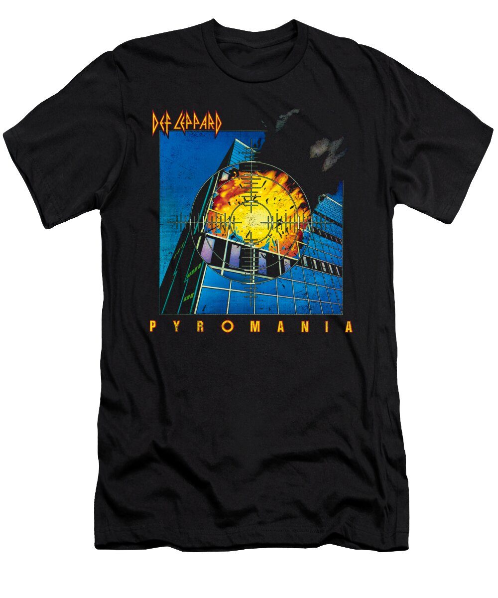  T-Shirt featuring the digital art Def Leppard - Pyromania by Brand A