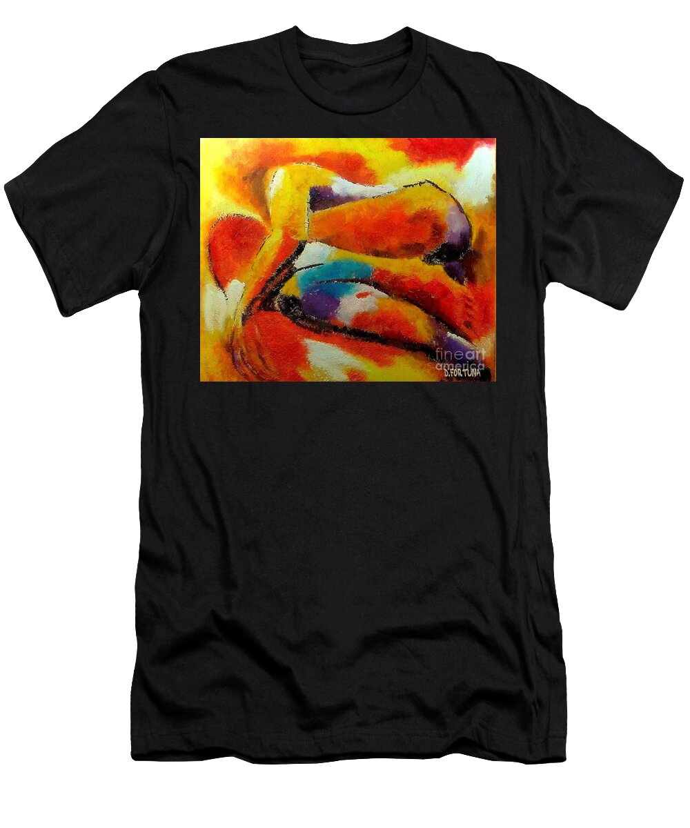 Nude T-Shirt featuring the painting Despair by Dragica Micki Fortuna