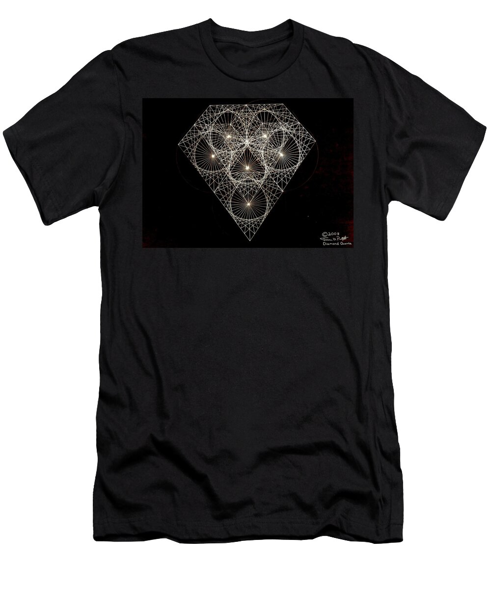 Fractal T-Shirt featuring the drawing Diamond White and Black by Jason Padgett