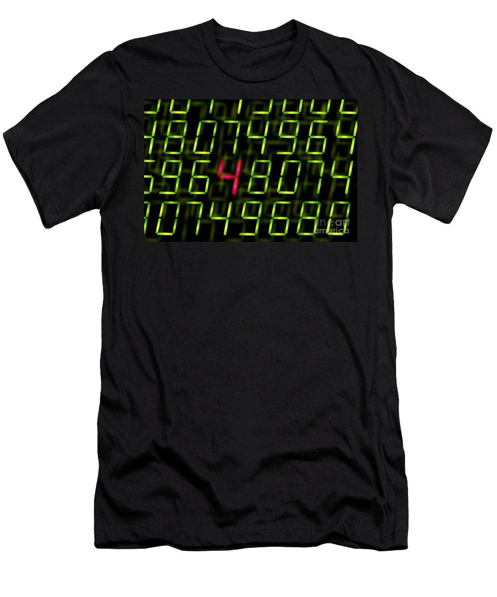 Secret T-Shirt featuring the photograph Digital numbers with one highlighted by Simon Bratt