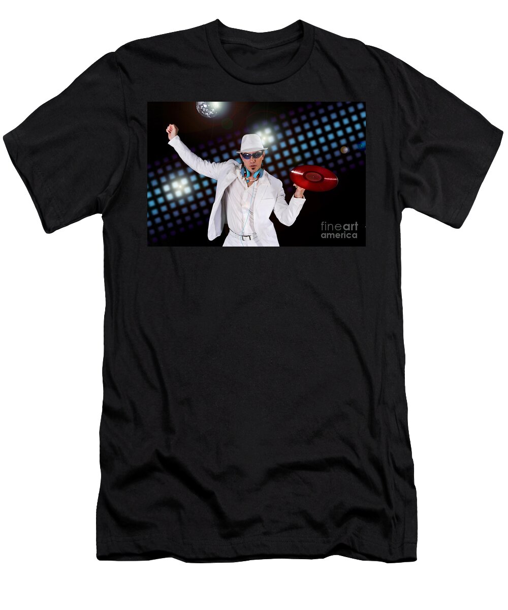 Disco T-Shirt featuring the photograph Disco DJ by Jt PhotoDesign