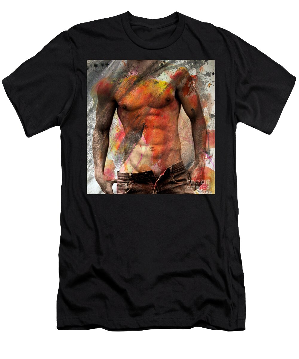 Male Nude T-Shirt featuring the painting Don't Explain by Mark Ashkenazi