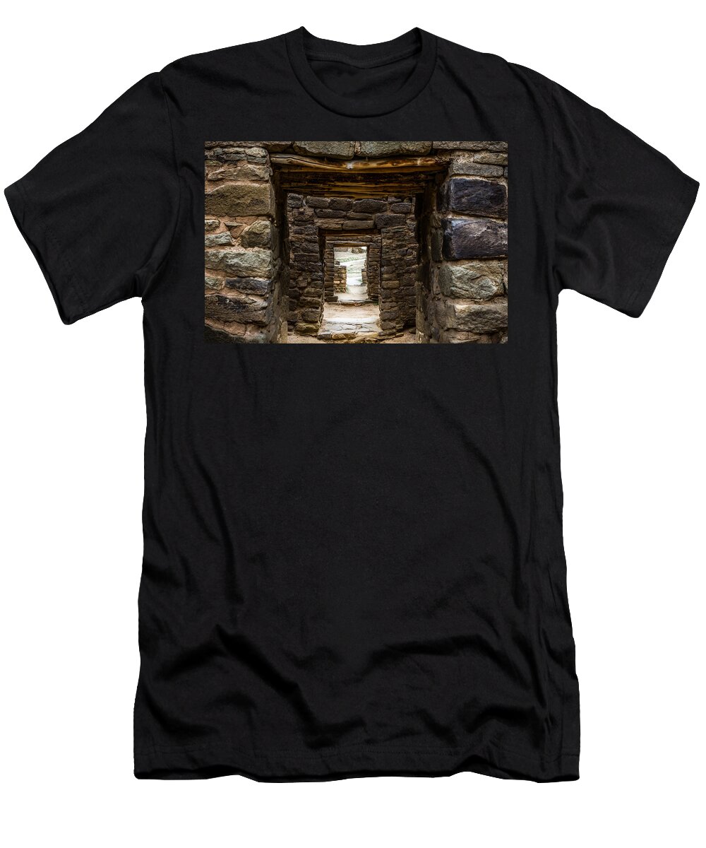 Aztec T-Shirt featuring the photograph Aztec Ruins - Doorways Into The Past by Ron Pate