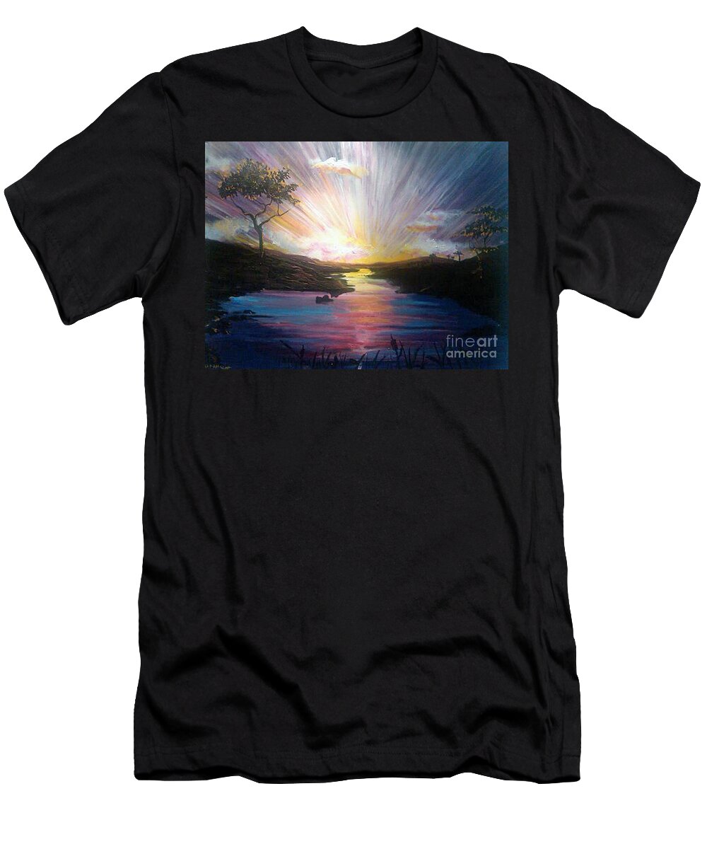 Spiritual T-Shirt featuring the painting Down To The River by Stefan Duncan