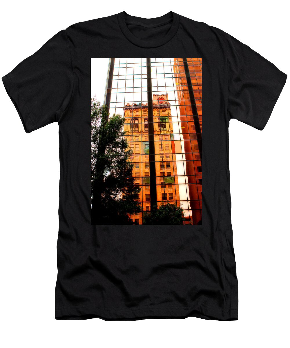 Building Reflection T-Shirt featuring the photograph Downtown Reflection by Michael Eingle