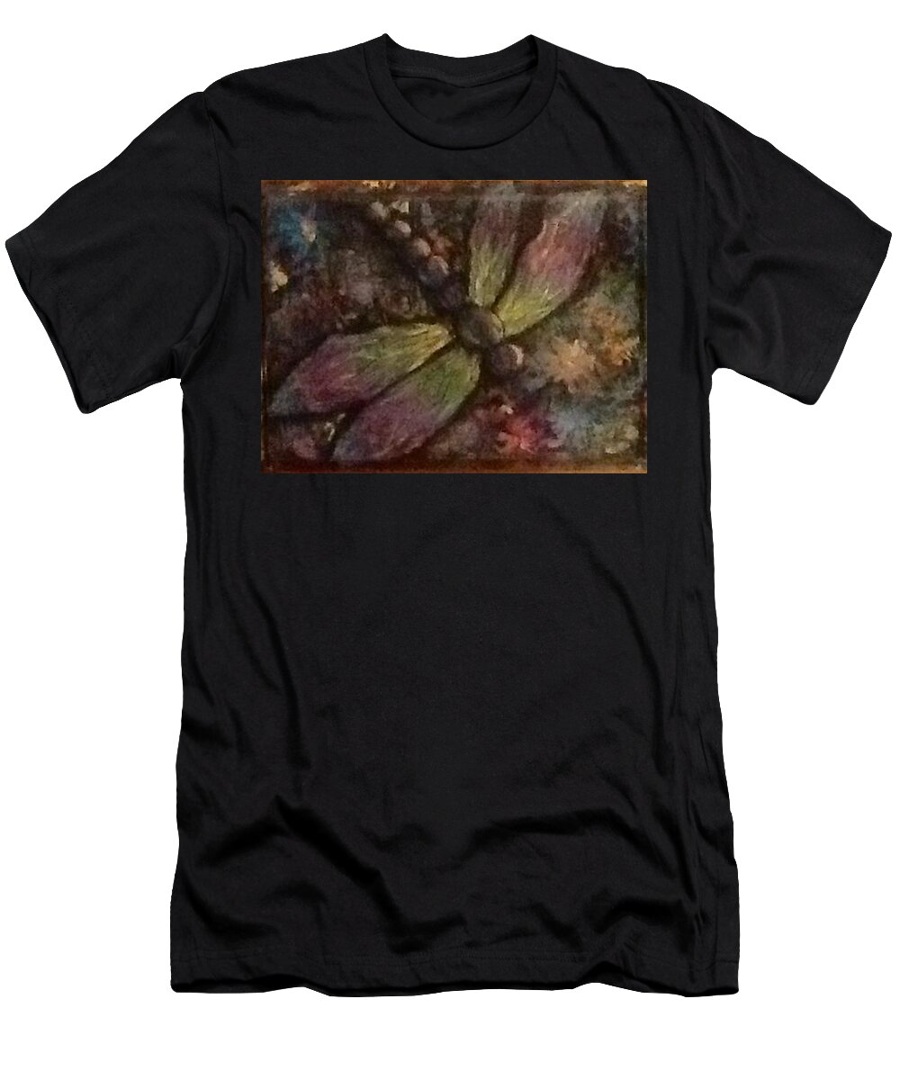 Dragonfly T-Shirt featuring the painting Dragonfly by Megan Walsh