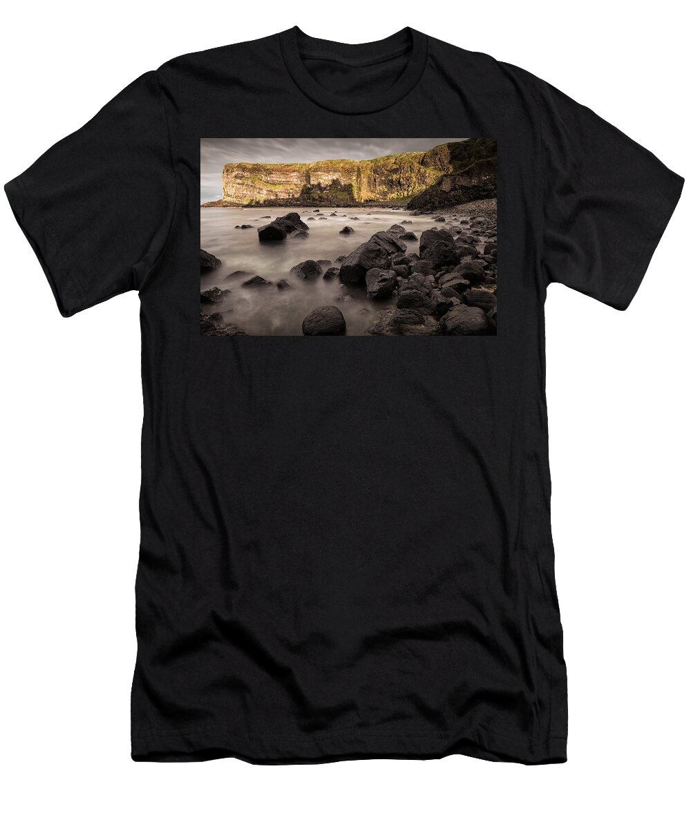 Dunluce T-Shirt featuring the photograph Dunluce Castle Shadow by Nigel R Bell