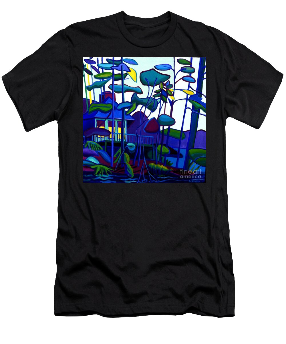 Landscape T-Shirt featuring the painting Dusk on Massapoag by Debra Bretton Robinson
