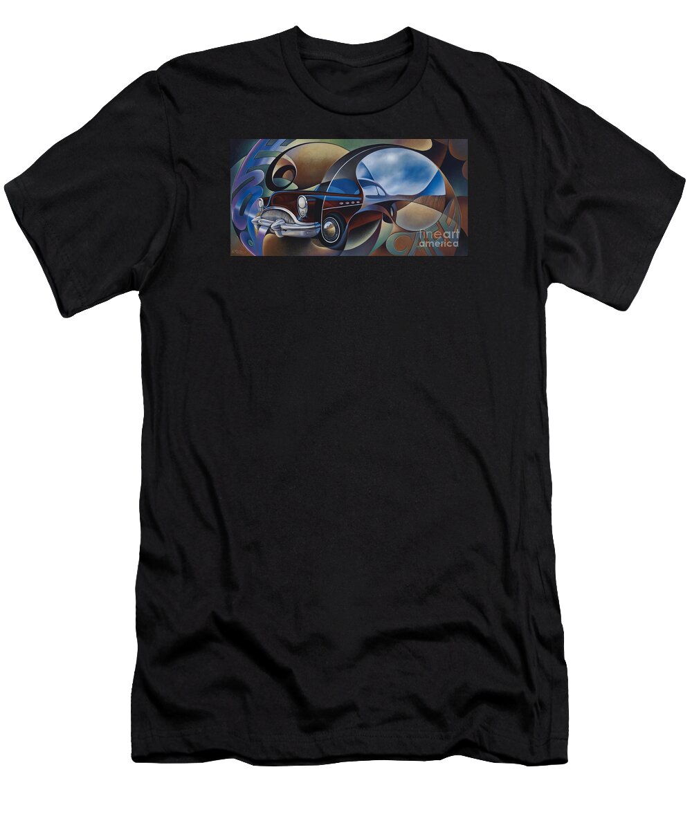 Route-66 T-Shirt featuring the painting Dynamic Route 66 by Ricardo Chavez-Mendez