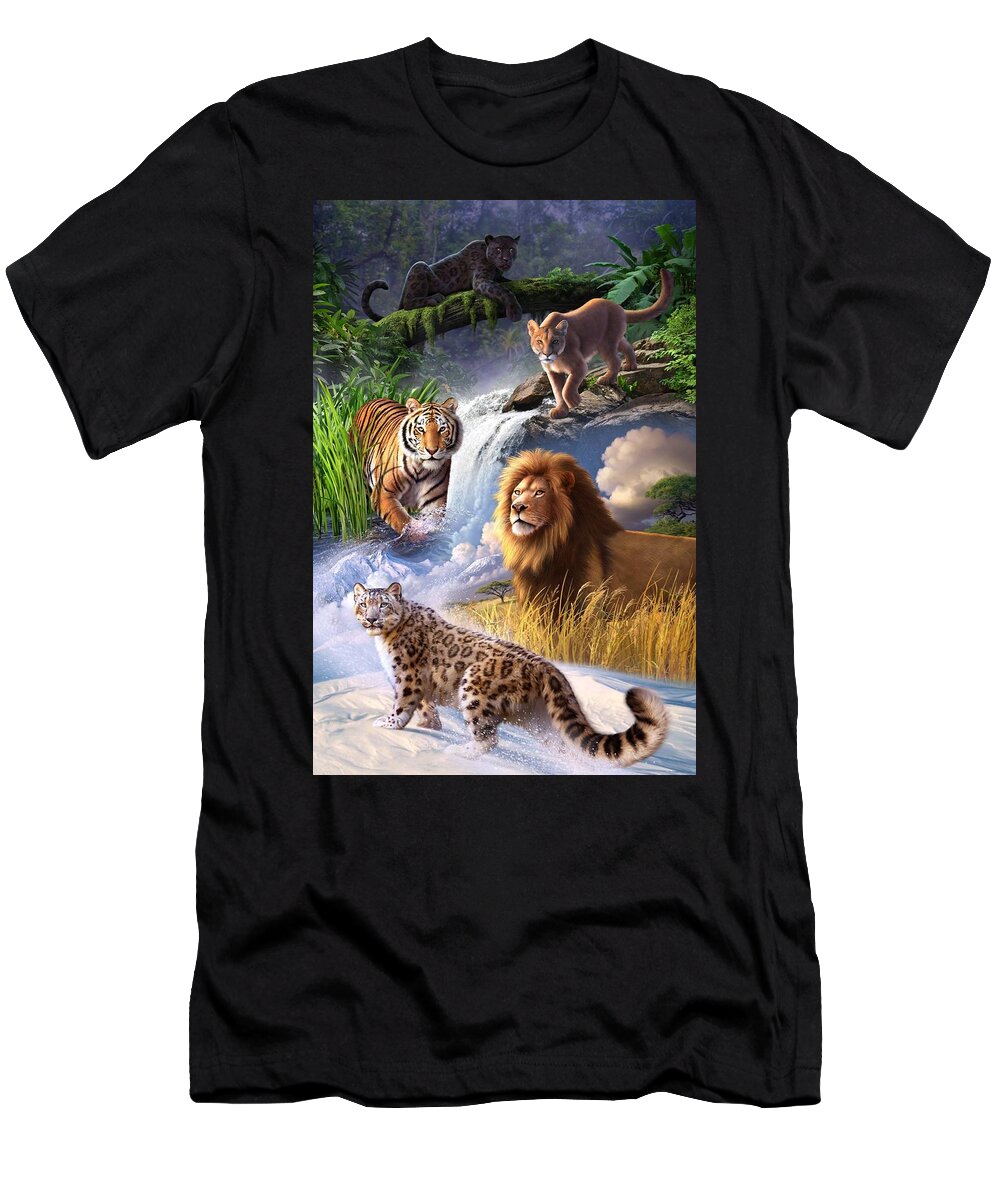 Big Cats T-Shirt featuring the digital art Earth Day 2013 poster by Jerry LoFaro
