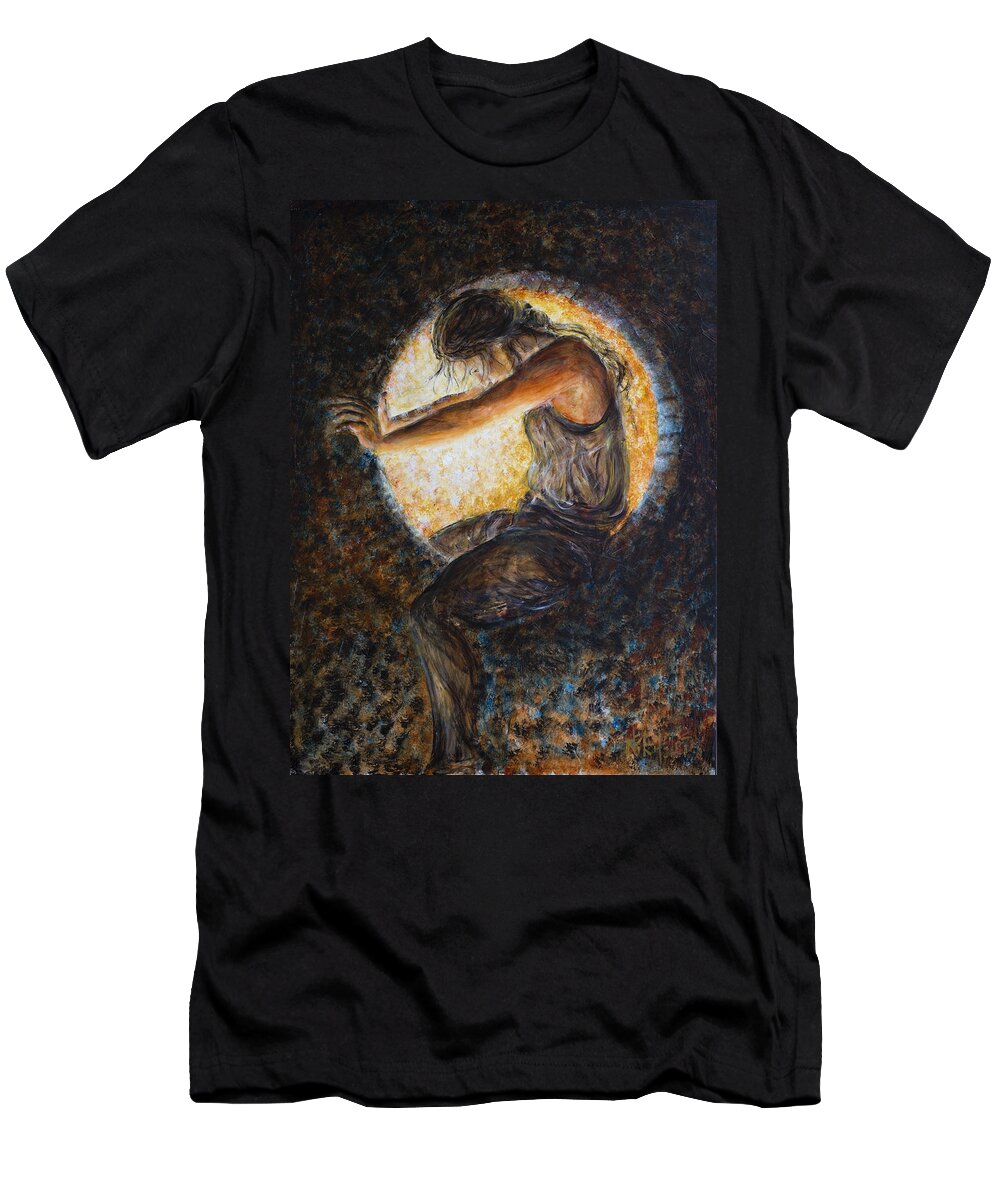 Eclipsed T-Shirt featuring the painting Eclipsed by Nik Helbig