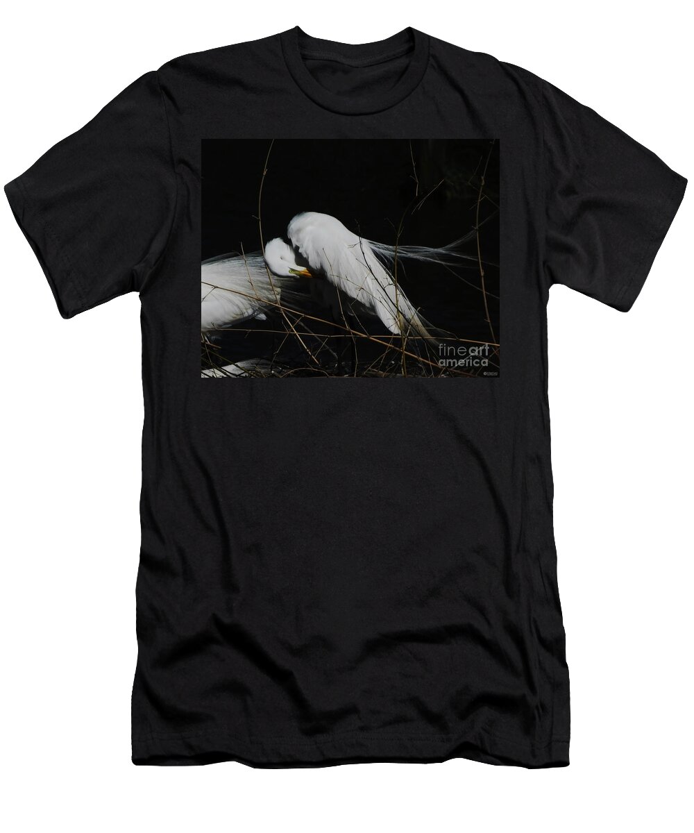 Egret T-Shirt featuring the photograph Egret Bird City at Avery Island Louisiana by Lizi Beard-Ward