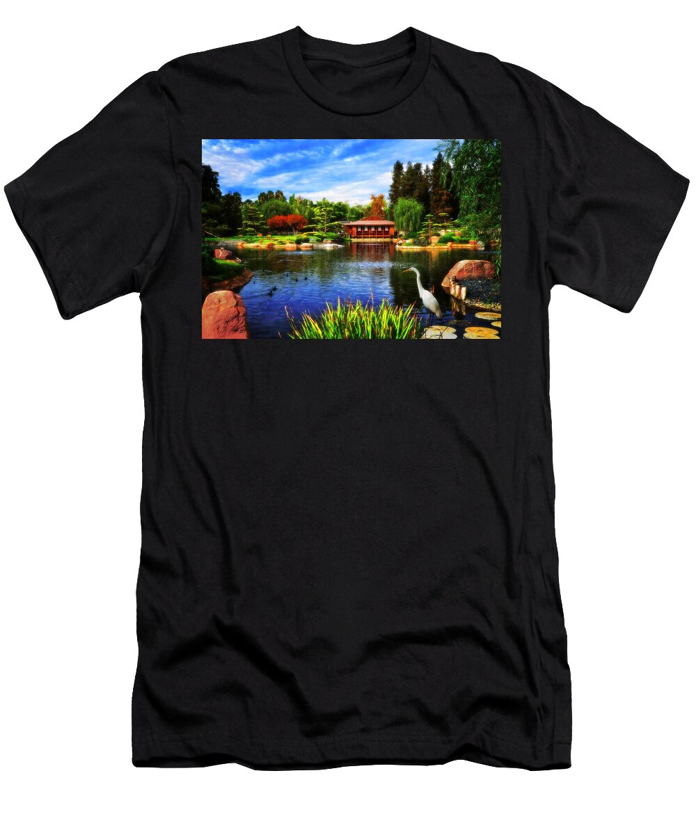 Egret T-Shirt featuring the photograph Egret Garden by Lynn Bauer
