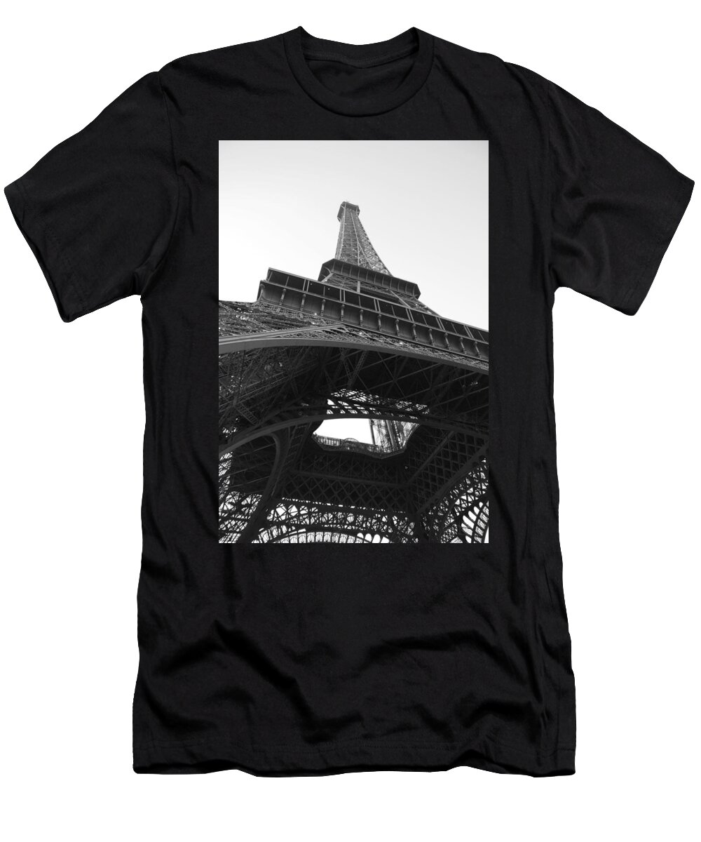 Eiffel Tower T-Shirt featuring the photograph Eiffel Tower b/w by Jennifer Ancker