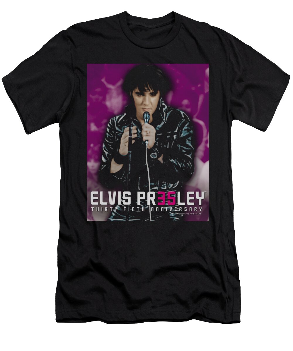  T-Shirt featuring the digital art Elvis - 35 Leather by Brand A
