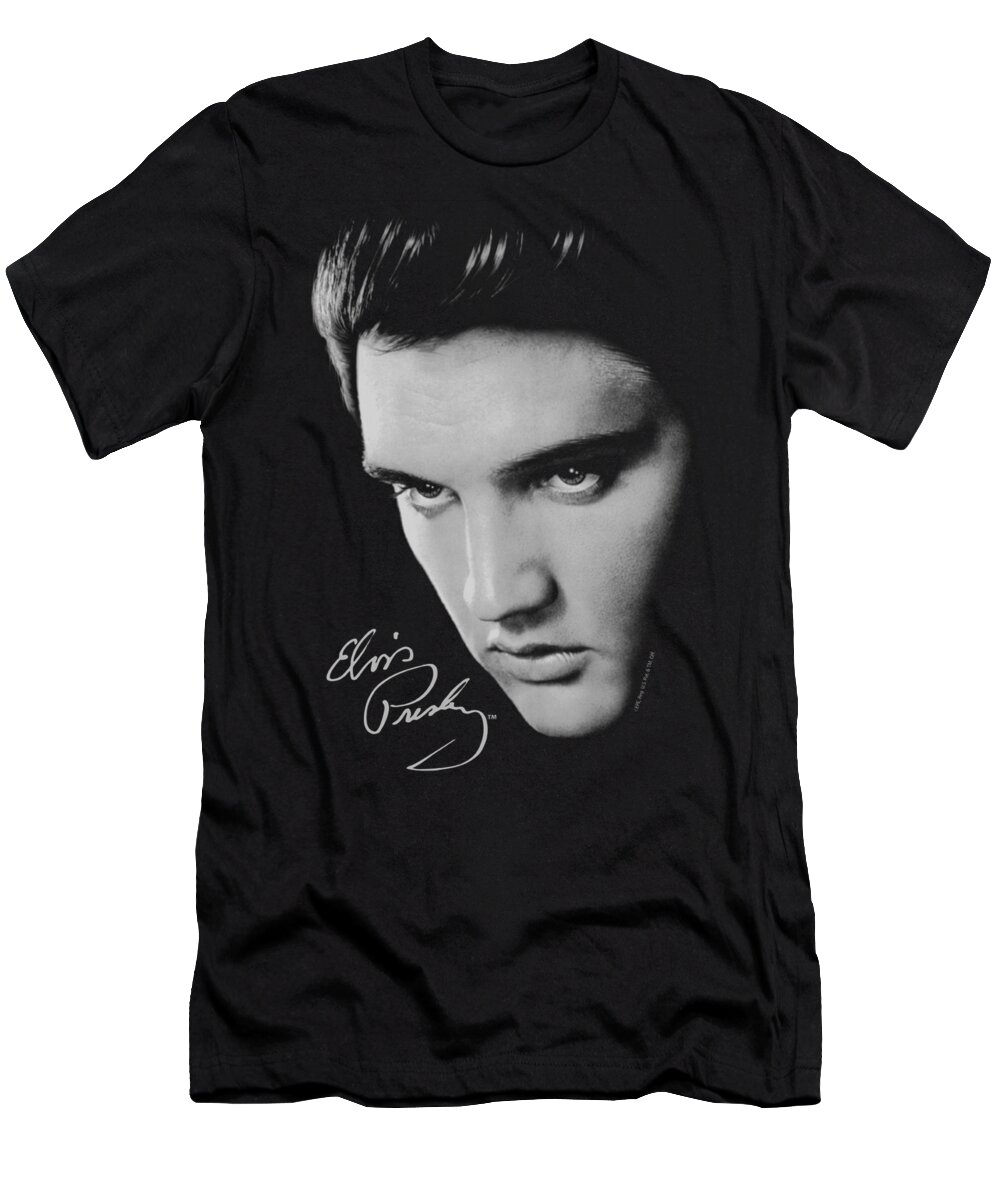  T-Shirt featuring the digital art Elvis - Face by Brand A