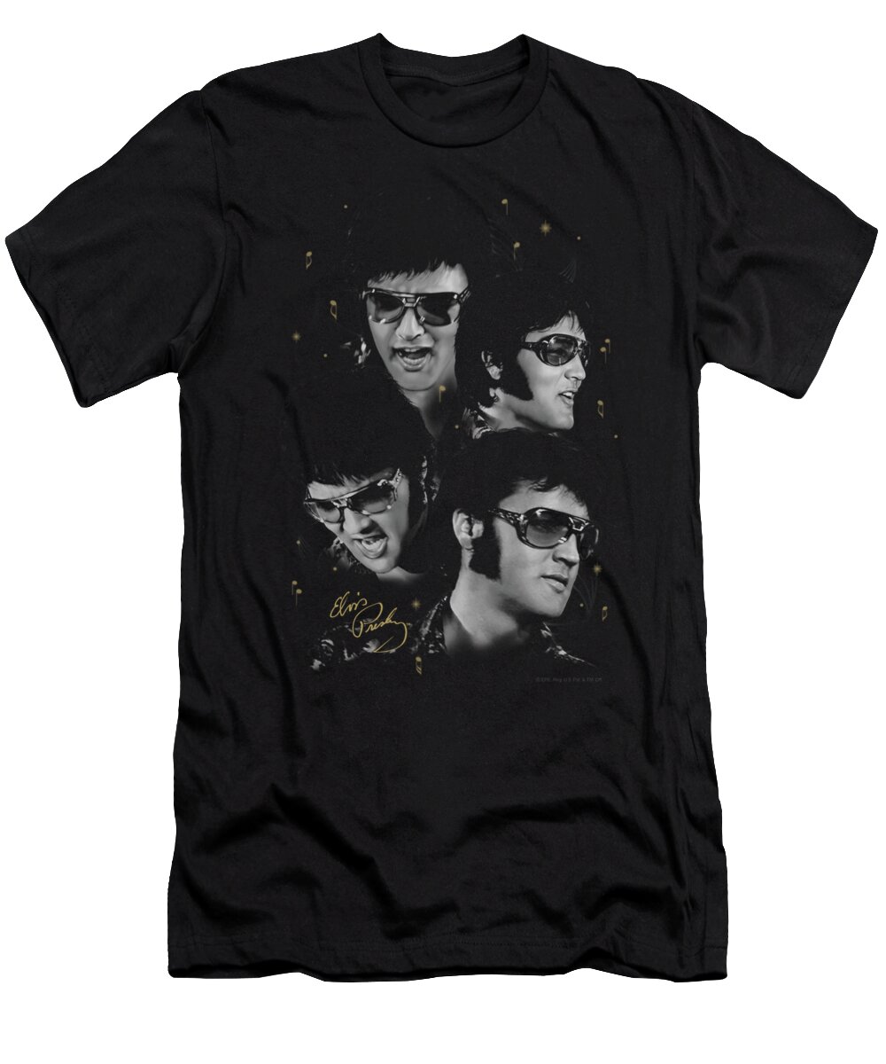  T-Shirt featuring the digital art Elvis - Faces by Brand A