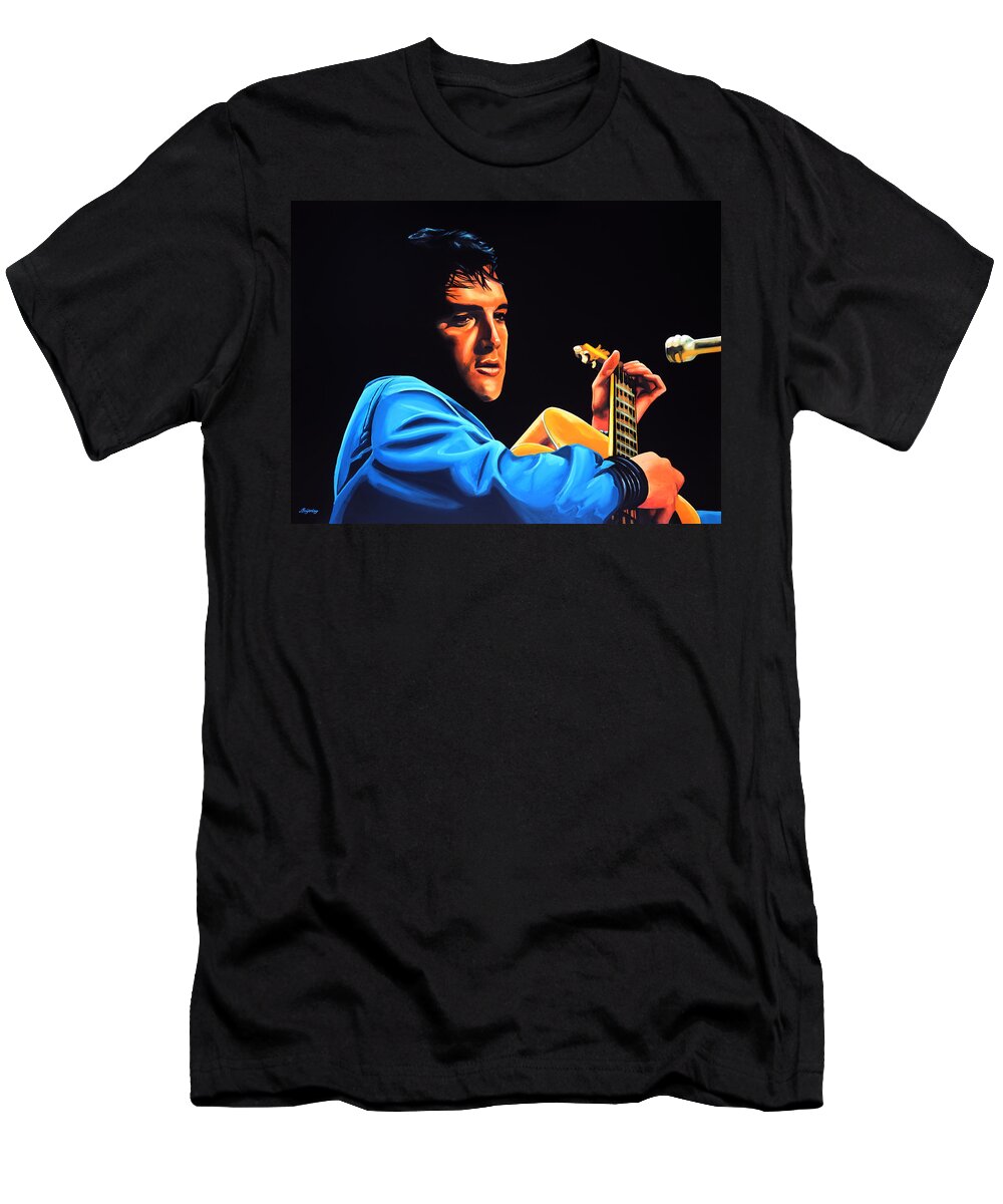 Elvis T-Shirt featuring the painting Elvis Presley 2 Painting by Paul Meijering