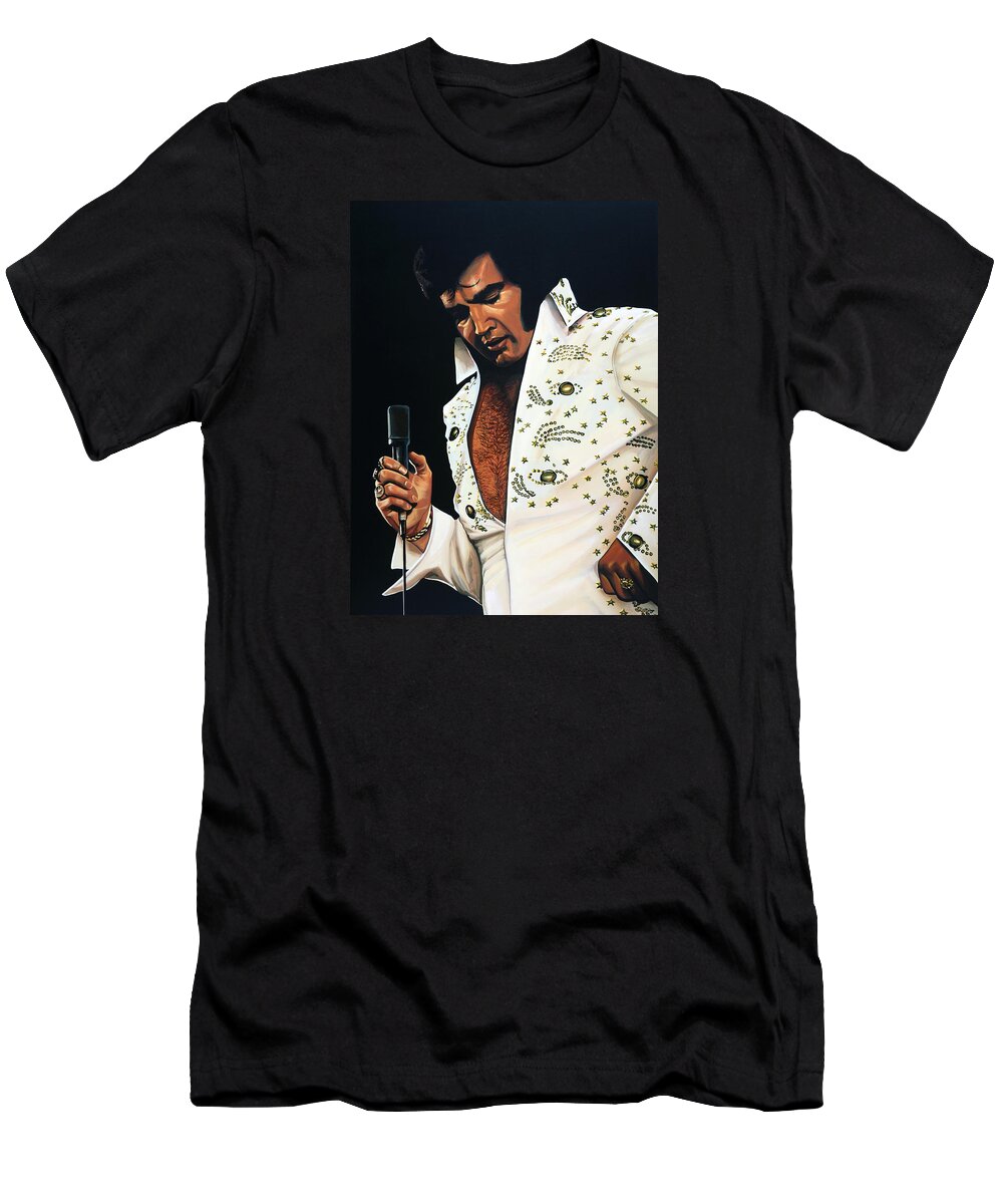 Elvis T-Shirt featuring the painting Elvis Presley Painting by Paul Meijering