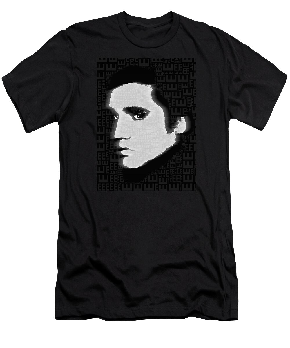 Elvis Presley T-Shirt featuring the painting Elvis Presley Silhouette On Black by Tony Rubino