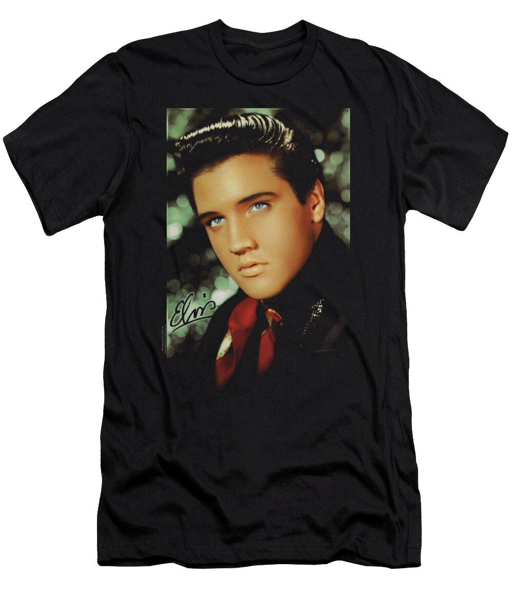  T-Shirt featuring the digital art Elvis - Red Scarf by Brand A