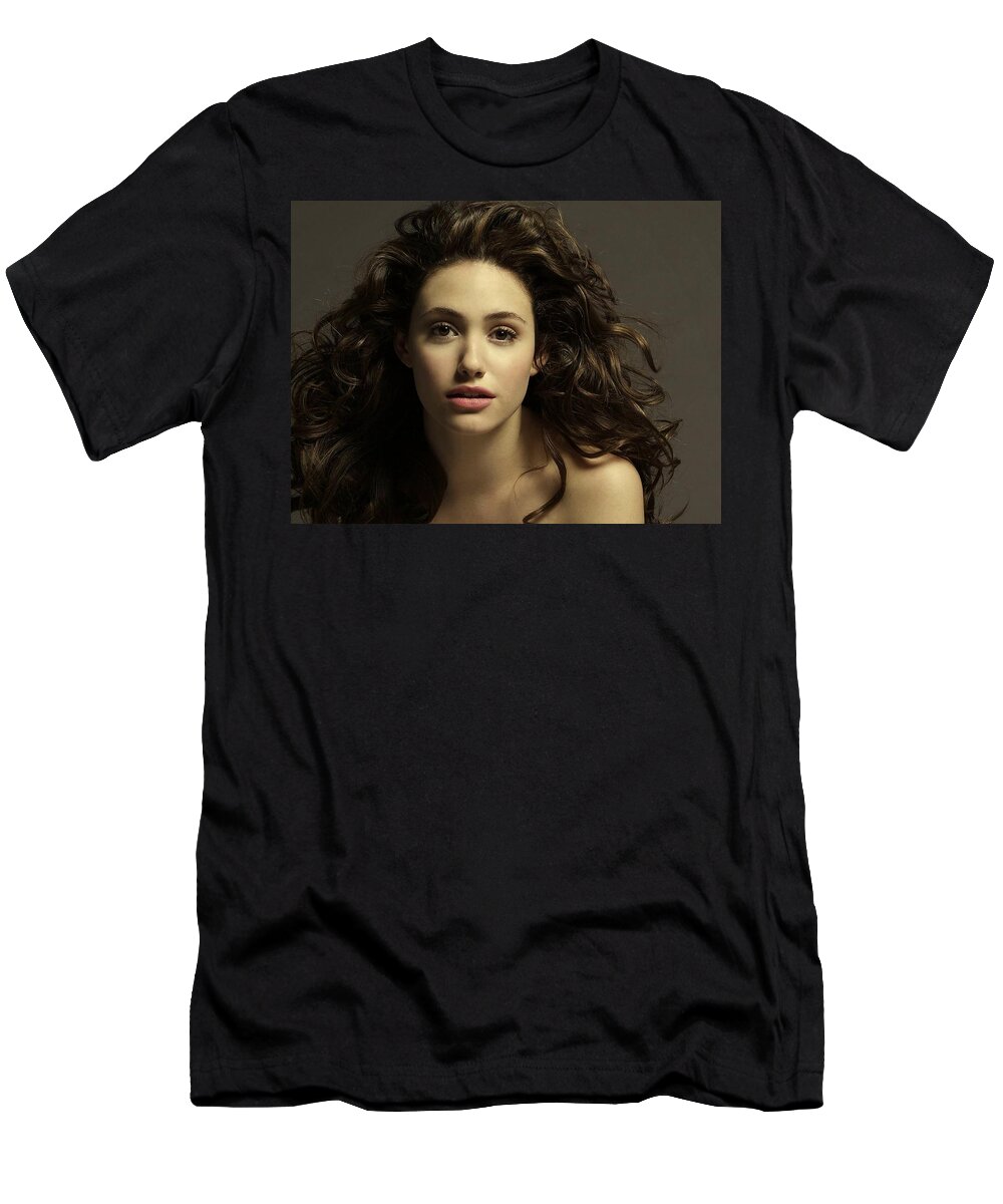Emmy Rossum T-Shirt featuring the photograph Emmy Rossum by Movie Poster Prints