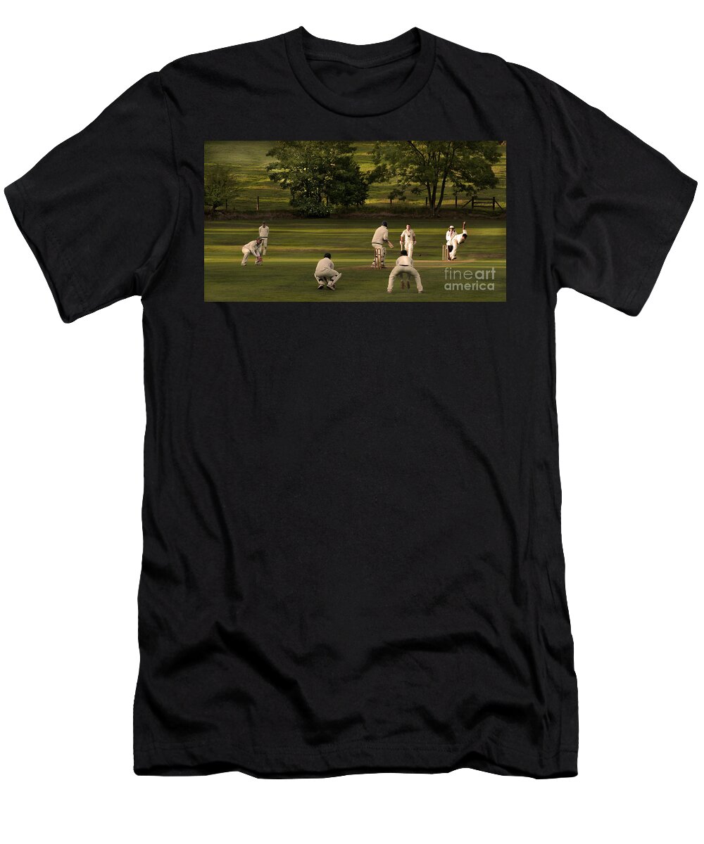 Leather T-Shirt featuring the photograph English Village Cricket by Linsey Williams