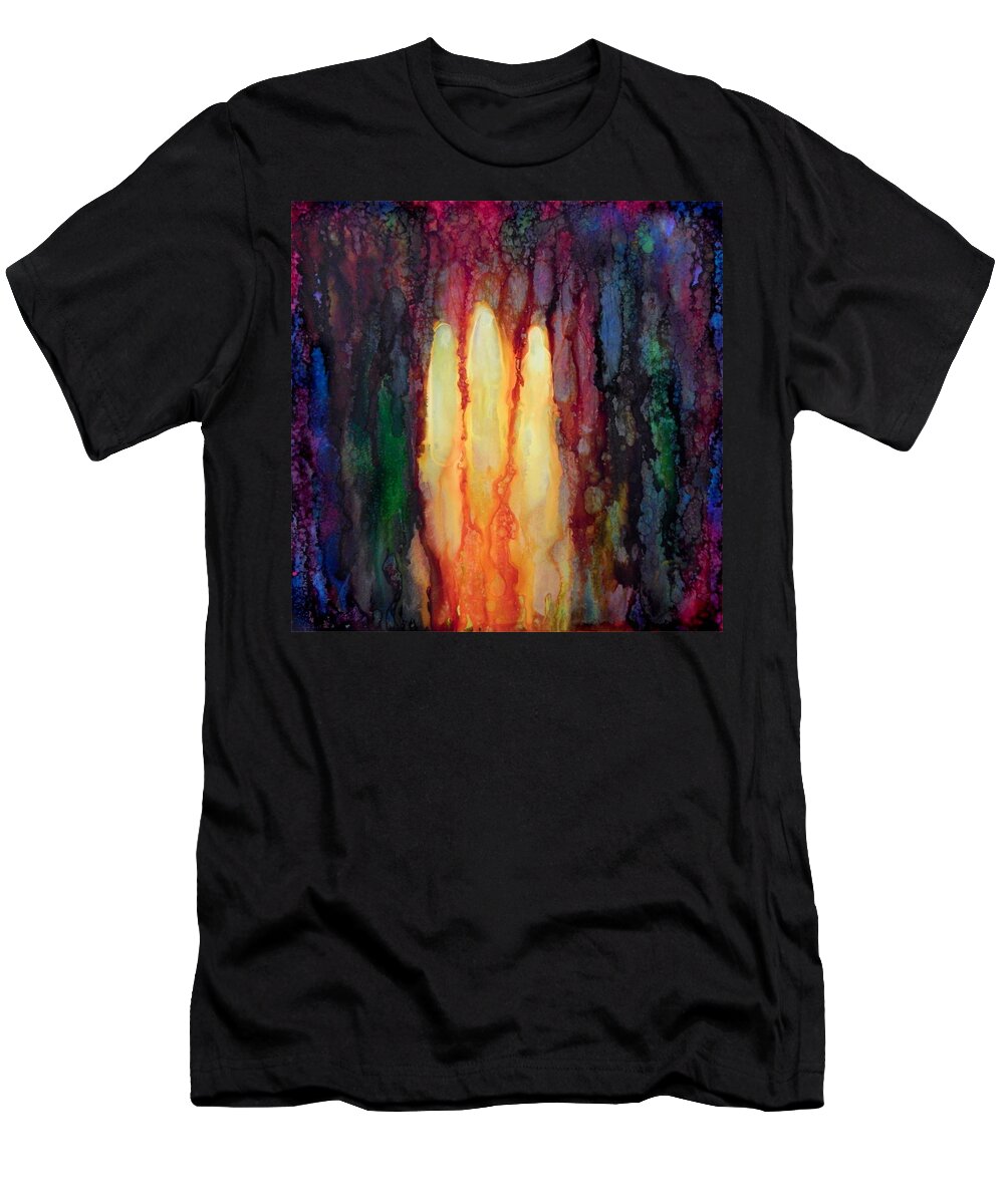 Enlightened T-Shirt featuring the digital art Enlightened Trinity by Lilia S