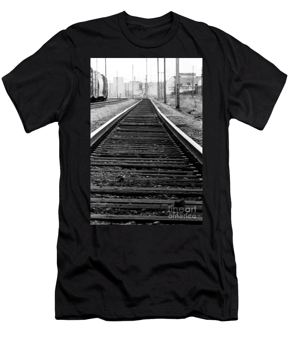 Tracks T-Shirt featuring the photograph Entering the Train Yard. Washington DC by Thomas Marchessault