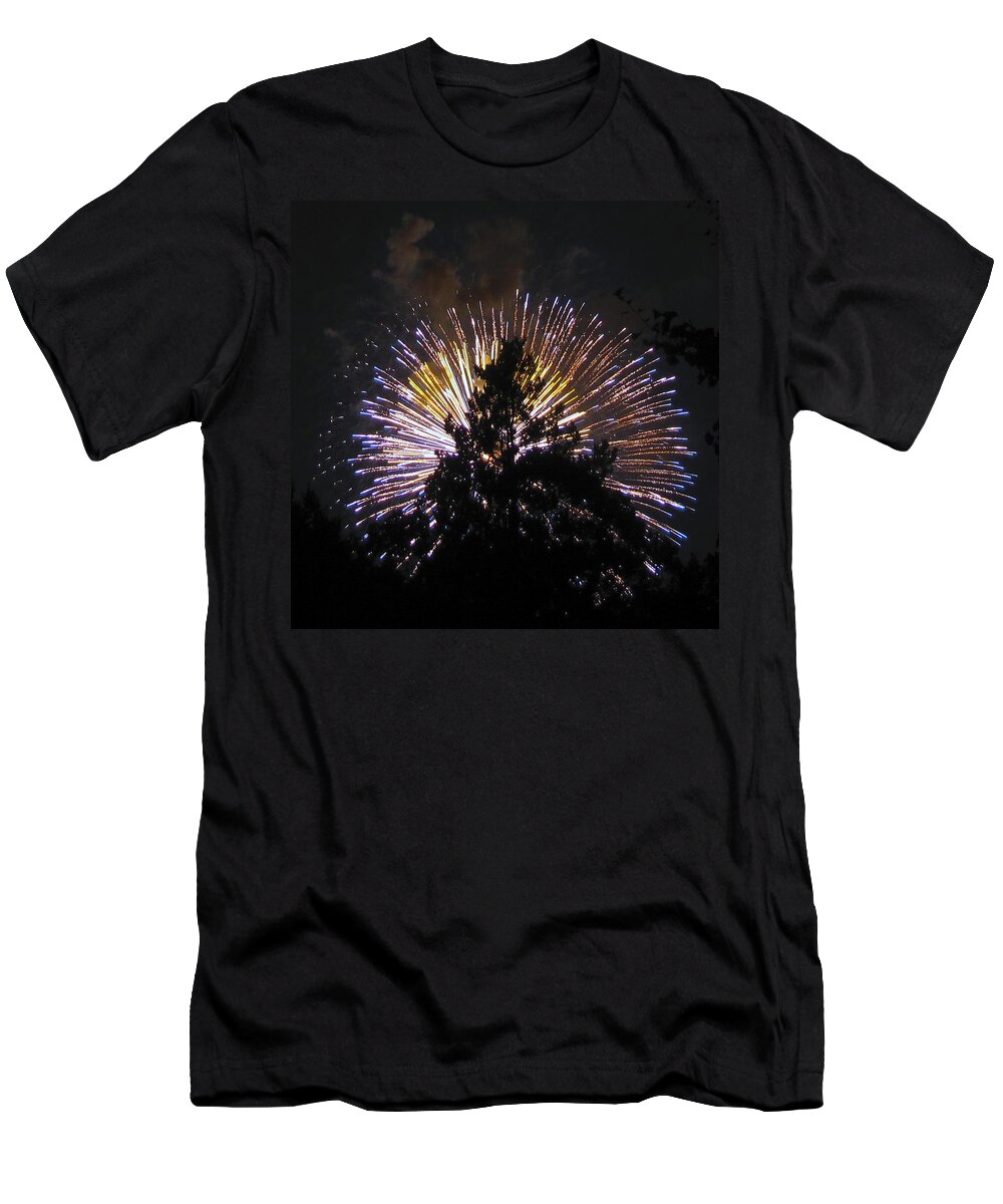 Smoke T-Shirt featuring the photograph Exploding Tree by Bob Slitzan