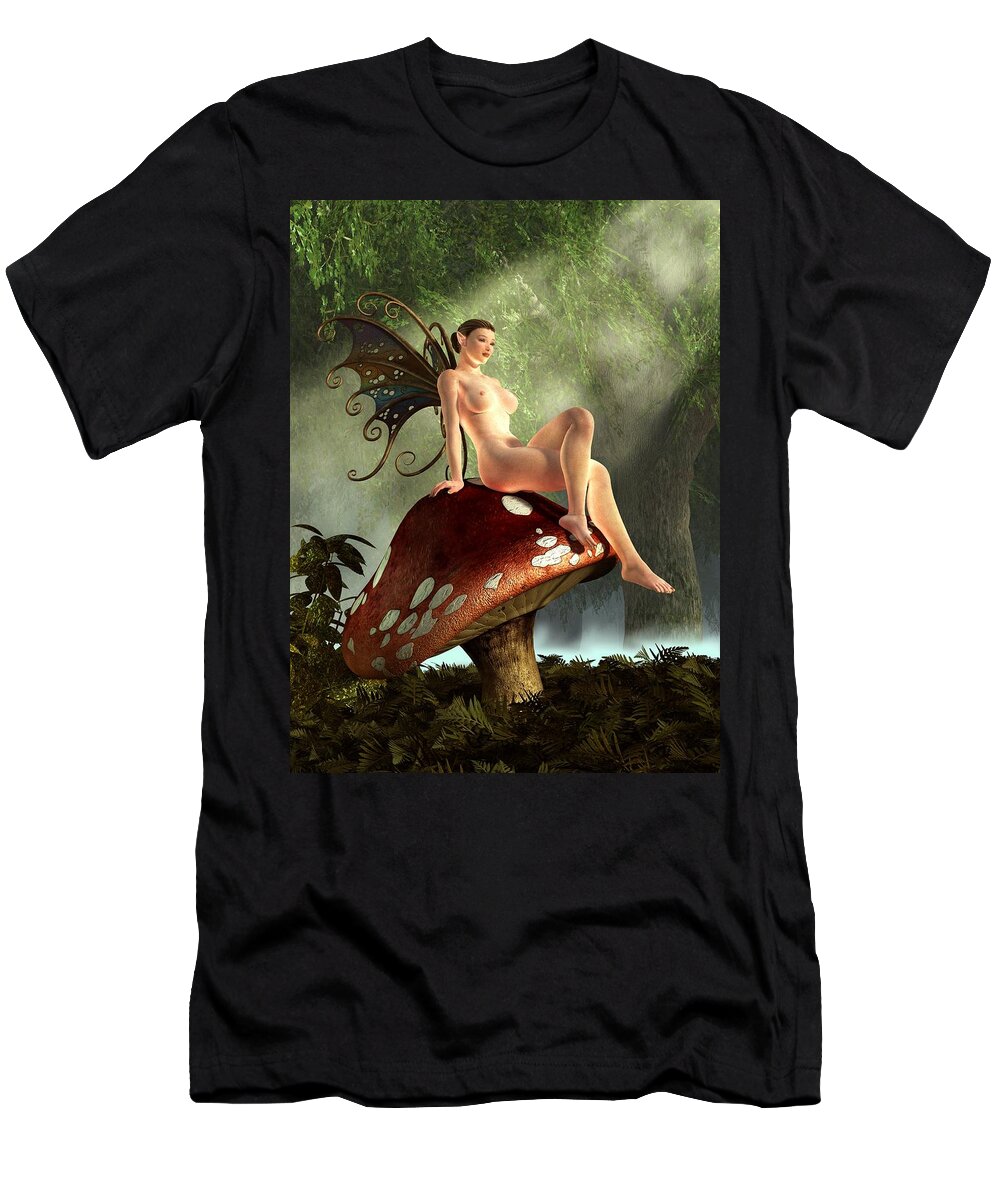 Fairy T-Shirt featuring the digital art Fairy Toadstool by Kaylee Mason
