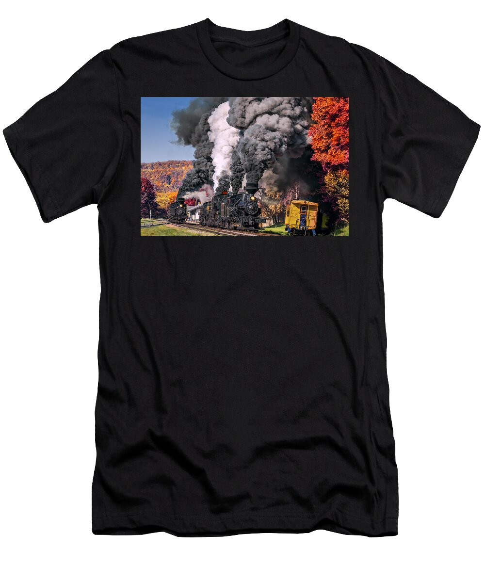 Cass Scenic Railroad T-Shirt featuring the digital art Fall Comes to Cass Scenic Railroad by Mary Almond