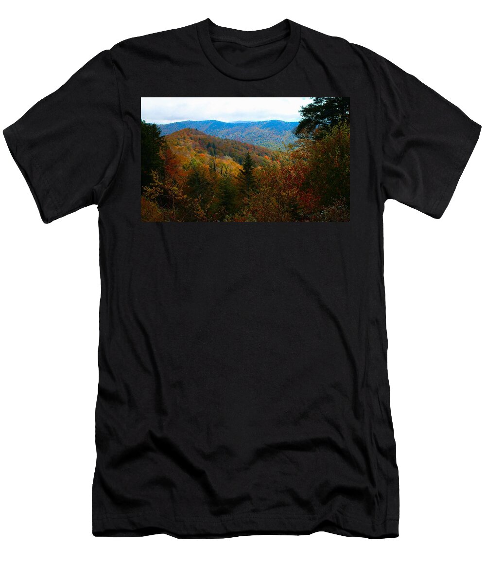 Carol R Montoya T-Shirt featuring the photograph Fall in the Blue Ridge Mountains by Carol Montoya