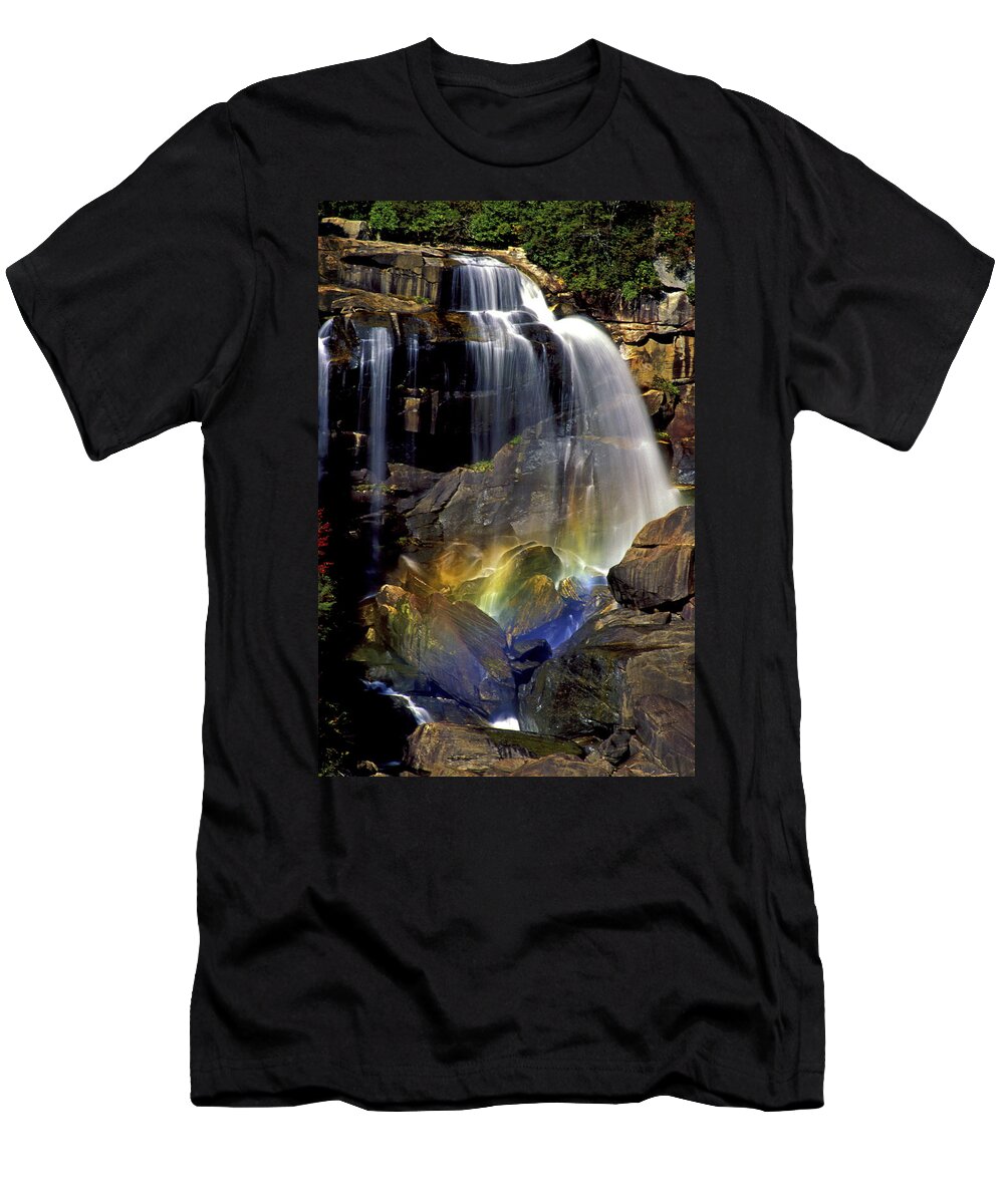 Whitewater Falls T-Shirt featuring the photograph Falls and Rainbow by Paul W Faust - Impressions of Light