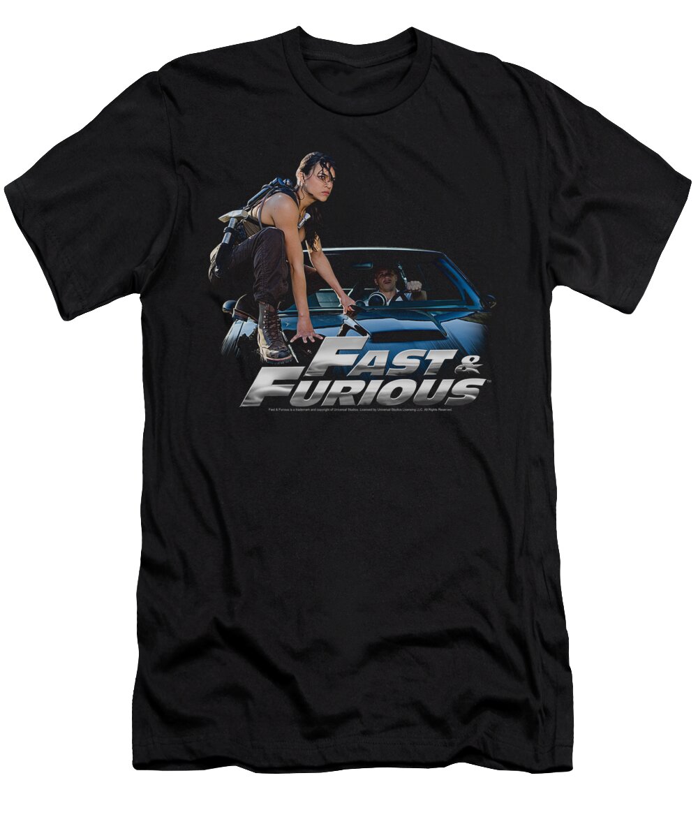 Fast And The Furious T-Shirt featuring the digital art Fast And Furious - Car Ride by Brand A