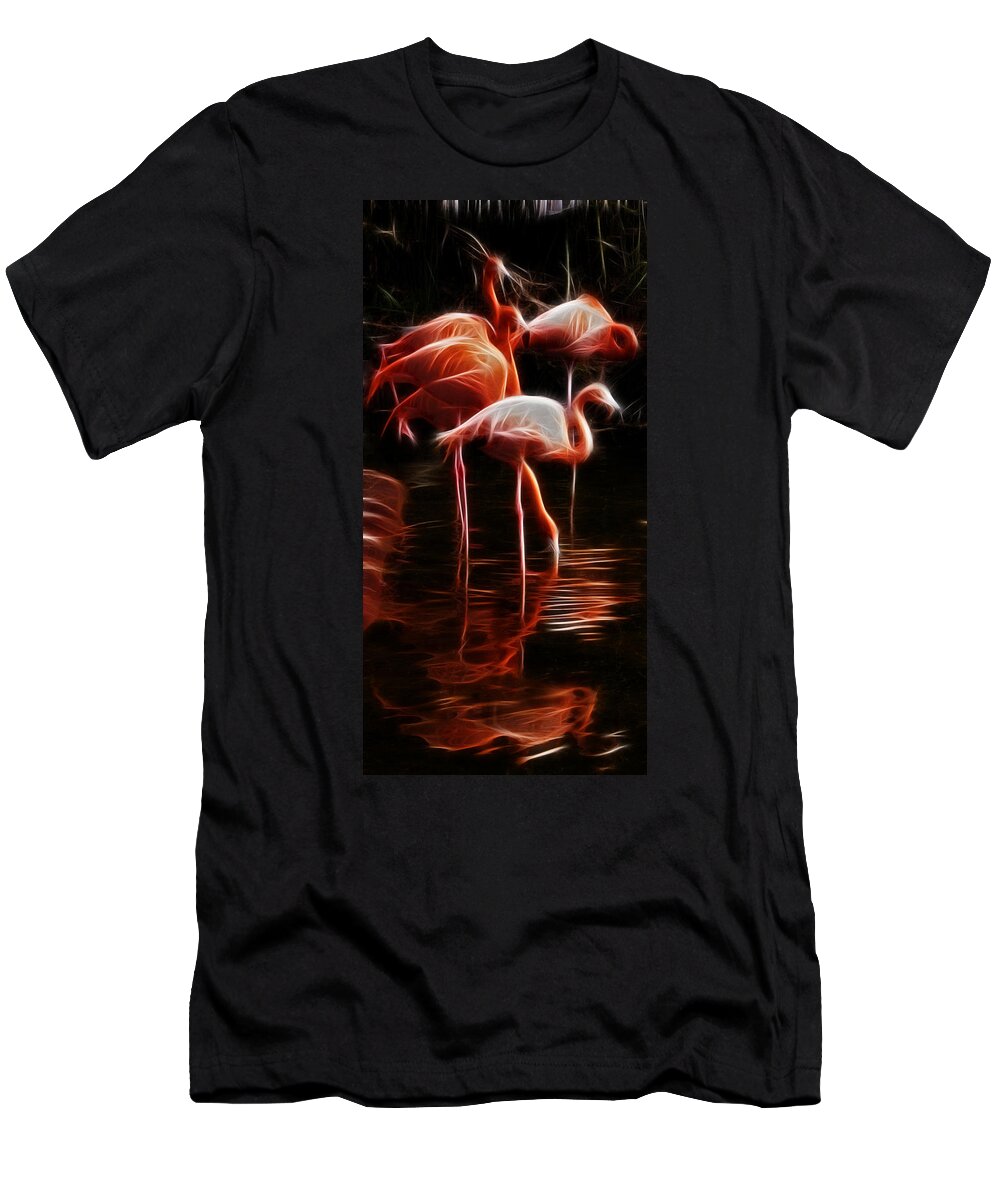 Fire Flamingos T-Shirt featuring the photograph Fire Flamingos by Weston Westmoreland