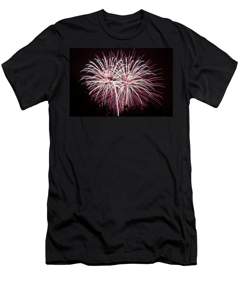 Colors T-Shirt featuring the photograph Fireworks bursts colors and shapes 7 by SC Heffner