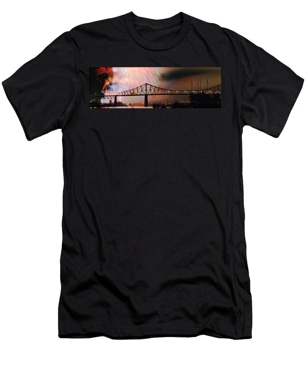 Photography T-Shirt featuring the photograph Fireworks Over The Jacques Cartier by Panoramic Images